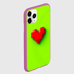 Чехол iPhone 11 Pro матовый Пиксельное красное сердечко, цвет: 3D-фиолетовый — фото 2