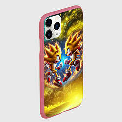 Чехол iPhone 11 Pro матовый Sonic and Shadow battle in space - movie, цвет: 3D-малиновый — фото 2