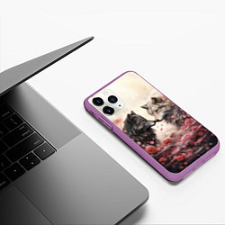 Чехол iPhone 11 Pro матовый Волчья верность, цвет: 3D-фиолетовый — фото 2