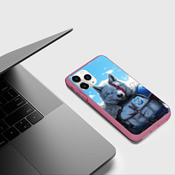 Чехол iPhone 11 Pro матовый Волк русский, цвет: 3D-малиновый — фото 2