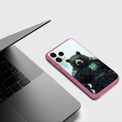 Чехол iPhone 11 Pro матовый Русский медведь хозяин Тайги, цвет: 3D-малиновый — фото 2