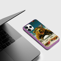 Чехол iPhone 11 Pro матовый Советский могучий медведь, цвет: 3D-фиолетовый — фото 2