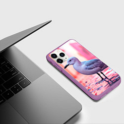 Чехол iPhone 11 Pro матовый Чайка на розовом, цвет: 3D-фиолетовый — фото 2