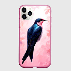 Чехол iPhone 11 Pro матовый Ласточка в розовом, цвет: 3D-малиновый