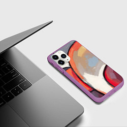 Чехол iPhone 11 Pro матовый Абстракция с кругами, цвет: 3D-фиолетовый — фото 2