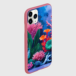 Чехол iPhone 11 Pro матовый Подводные кораллы, цвет: 3D-малиновый — фото 2