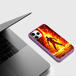 Чехол iPhone 11 Pro матовый Баскетболист номер 28 в огне, цвет: 3D-фиолетовый — фото 2