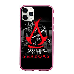 Чехол iPhone 11 Pro матовый Assassins Creed Shadows - samurai, цвет: 3D-малиновый