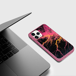 Чехол iPhone 11 Pro матовый Абстрактные молнии текстура, цвет: 3D-малиновый — фото 2