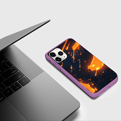 Чехол iPhone 11 Pro матовый Оранжевая краска в движении, цвет: 3D-фиолетовый — фото 2
