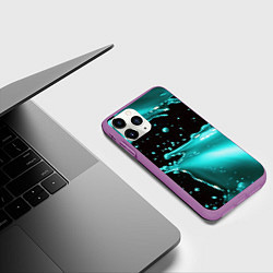 Чехол iPhone 11 Pro матовый Разрыв голубой краски, цвет: 3D-фиолетовый — фото 2