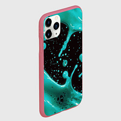 Чехол iPhone 11 Pro матовый Голубая краска и капли, цвет: 3D-малиновый — фото 2