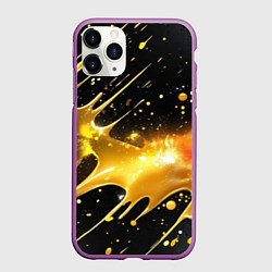 Чехол iPhone 11 Pro матовый Оранжевая краска на черном, цвет: 3D-фиолетовый