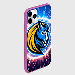Чехол iPhone 11 Pro матовый Даллас Маверикс логотип в искрах, цвет: 3D-фиолетовый — фото 2
