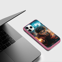 Чехол iPhone 11 Pro матовый Гарри Поттер - магия, цвет: 3D-малиновый — фото 2
