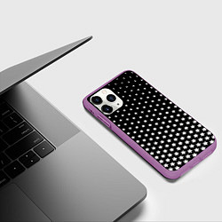 Чехол iPhone 11 Pro матовый Градиент белых звезд на черном, цвет: 3D-фиолетовый — фото 2