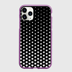 Чехол iPhone 11 Pro матовый Градиент белых звезд на черном