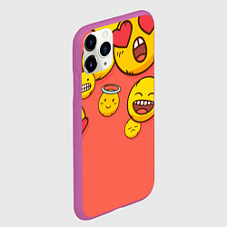 Чехол iPhone 11 Pro матовый Смайлы на красном фоне, цвет: 3D-фиолетовый — фото 2