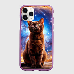 Чехол iPhone 11 Pro матовый Бурма в космосе, цвет: 3D-фиолетовый