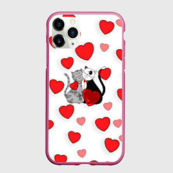 Чехол iPhone 11 Pro матовый Атмосфера любви, цвет: 3D-малиновый