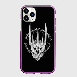 Чехол iPhone 11 Pro матовый Саурон и руны кольца Властелин колец, цвет: 3D-фиолетовый