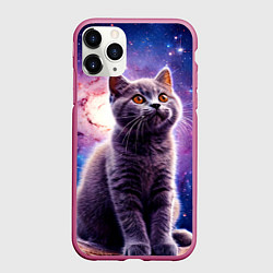 Чехол iPhone 11 Pro матовый Британская короткошёрстная кошка в космосе