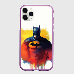 Чехол iPhone 11 Pro матовый Бэтмен в краске, цвет: 3D-фиолетовый