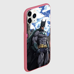Чехол iPhone 11 Pro матовый Страж города Бэтмен, цвет: 3D-малиновый — фото 2