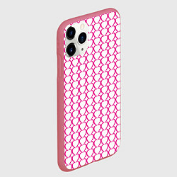 Чехол iPhone 11 Pro матовый Контурный паттерн соединённые сердца, цвет: 3D-малиновый — фото 2
