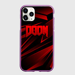 Чехол iPhone 11 Pro матовый Doom - красная абстракция, цвет: 3D-фиолетовый