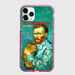 Чехол iPhone 11 Pro матовый Все дуреют с этой капибары, цвет: 3D-малиновый