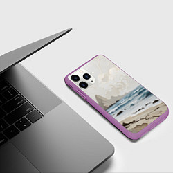 Чехол iPhone 11 Pro матовый Нежный морской пейзаж, цвет: 3D-фиолетовый — фото 2