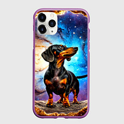 Чехол iPhone 11 Pro матовый Такса в космосе