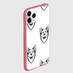 Чехол iPhone 11 Pro матовый Голова собаки, цвет: 3D-малиновый — фото 2