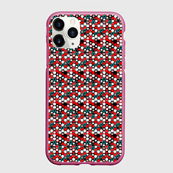 Чехол iPhone 11 Pro матовый Киберпанк шестиугольники красные, цвет: 3D-малиновый