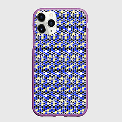 Чехол iPhone 11 Pro матовый Киберпанк шестиугольники синие