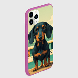 Чехол iPhone 11 Pro матовый Такса и лето, цвет: 3D-фиолетовый — фото 2