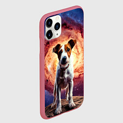 Чехол iPhone 11 Pro матовый Фокстерьер в космосе, цвет: 3D-малиновый — фото 2