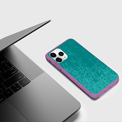 Чехол iPhone 11 Pro матовый Джинс с потертостями-зеленый, цвет: 3D-фиолетовый — фото 2