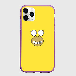 Чехол iPhone 11 Pro матовый Лицо Гомера Симпсона - улыбка, цвет: 3D-фиолетовый
