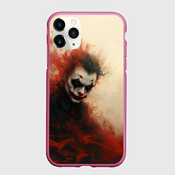 Чехол iPhone 11 Pro матовый Зловещий Джокер в красном дыму, цвет: 3D-малиновый