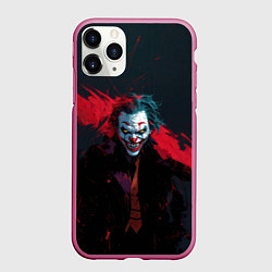 Чехол iPhone 11 Pro матовый Джокер и красная полоса краски