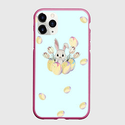 Чехол iPhone 11 Pro матовый Кролик радостный с яйцами