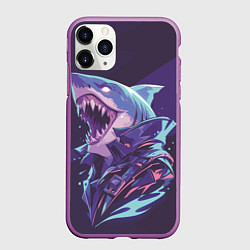 Чехол iPhone 11 Pro матовый Акула-монстр, цвет: 3D-фиолетовый