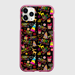 Чехол iPhone 11 Pro матовый Merry Christmas - паттерн