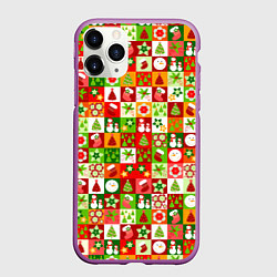Чехол iPhone 11 Pro матовый Новогодние снеговики и снежные бабы