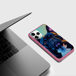 Чехол iPhone 11 Pro матовый Вечер и бульдог, цвет: 3D-малиновый — фото 2