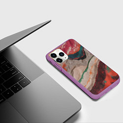 Чехол iPhone 11 Pro матовый Абстракция из бумаги и краски, цвет: 3D-фиолетовый — фото 2