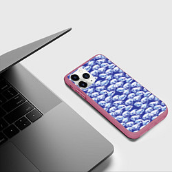 Чехол iPhone 11 Pro матовый Голубые бриллианты, цвет: 3D-малиновый — фото 2