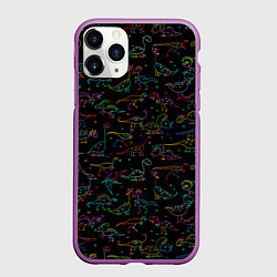 Чехол iPhone 11 Pro матовый Кислотные динозаврики